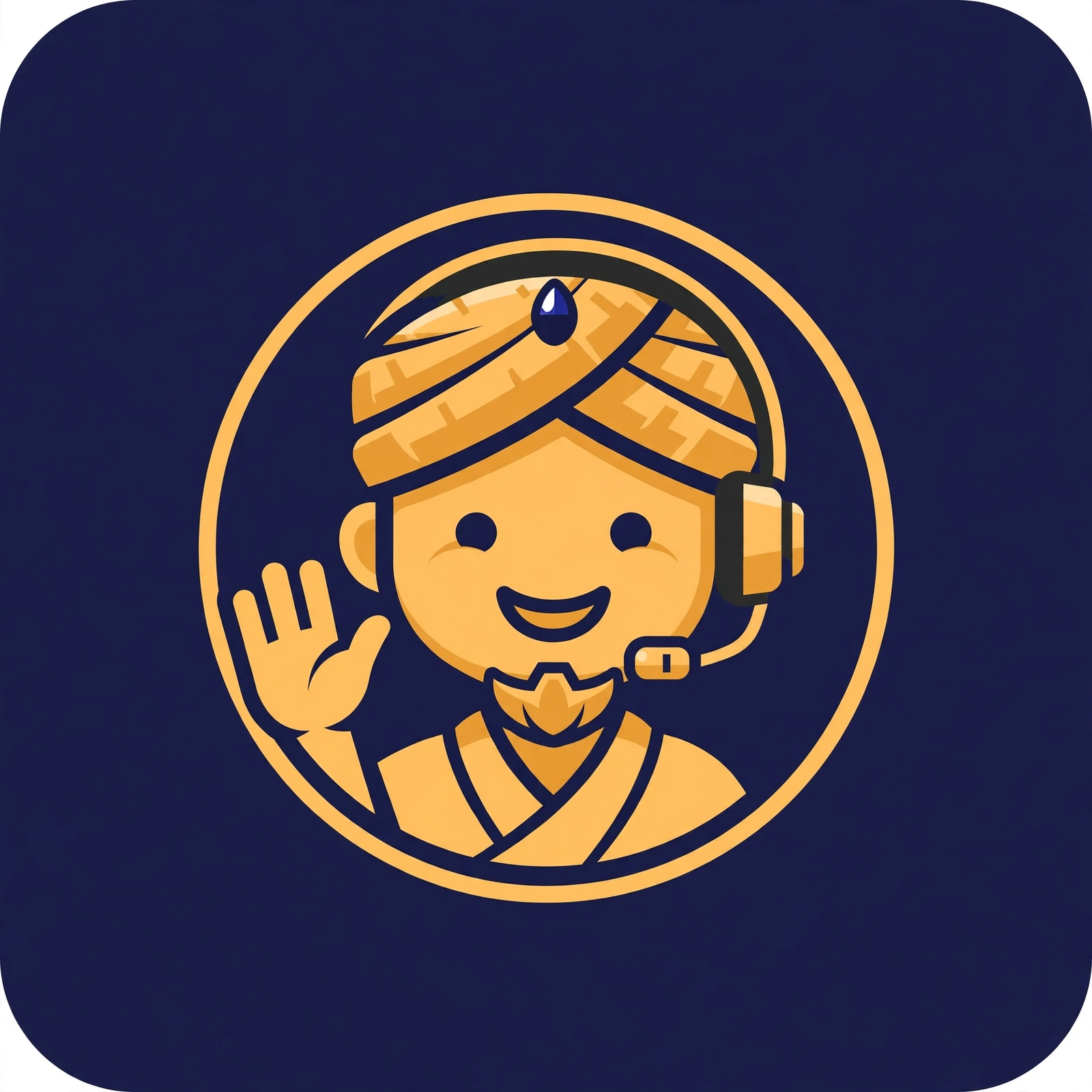 The Second Call Guru — a friendly guru character wearing a phone headset, waving hello